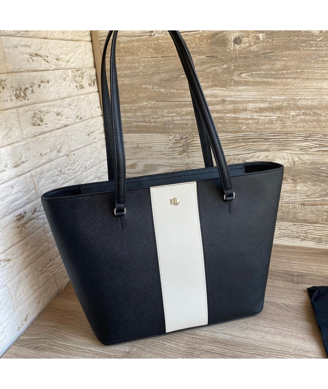 RALPH LAUREN Черная кожаная сумка с короткими ручками, фото 10
