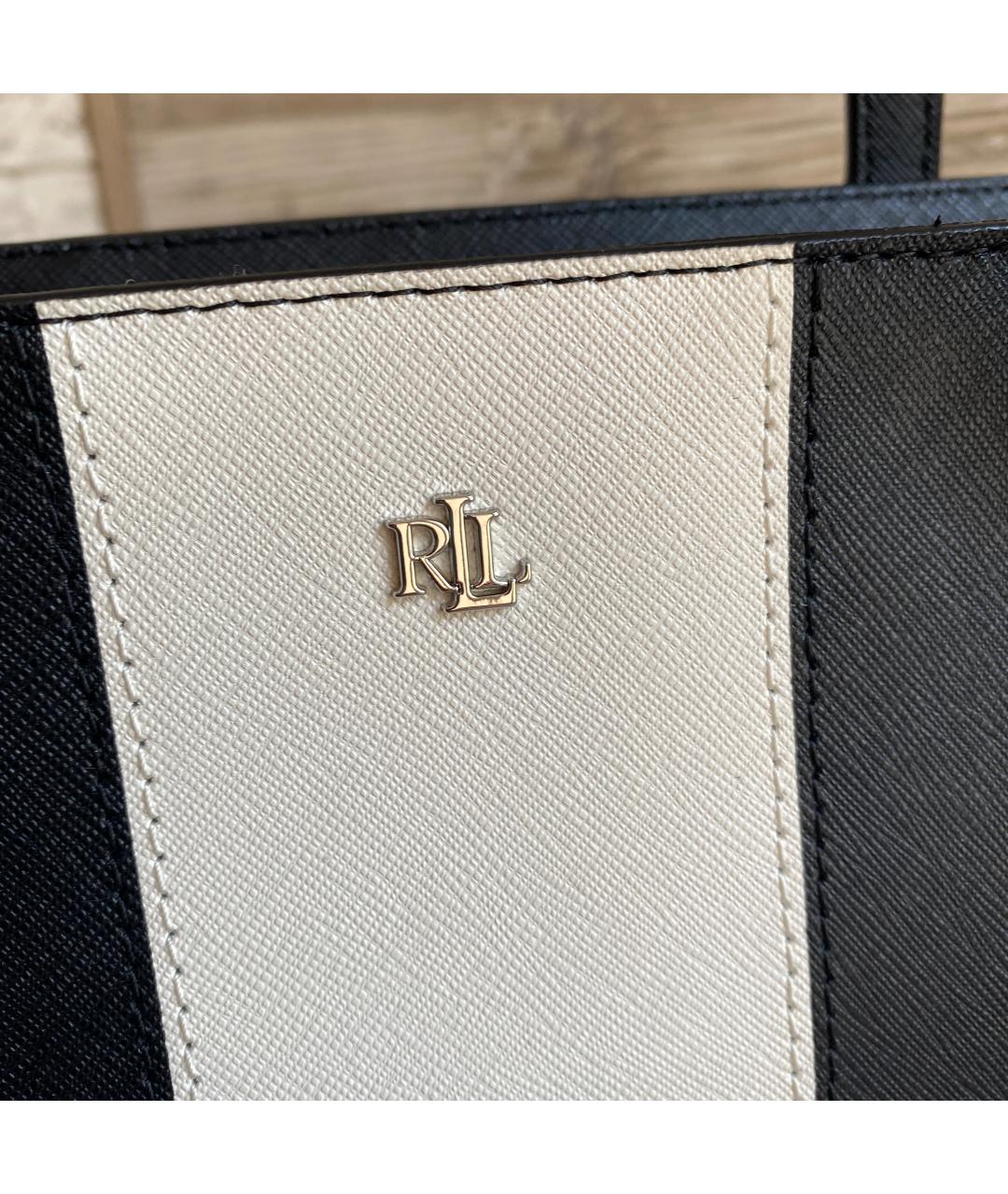 RALPH LAUREN Черная кожаная сумка с короткими ручками, фото 2
