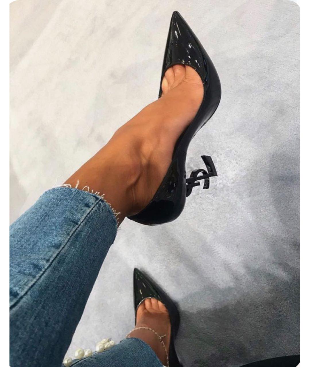 SAINT LAURENT Черные туфли из лакированной кожи, фото 3