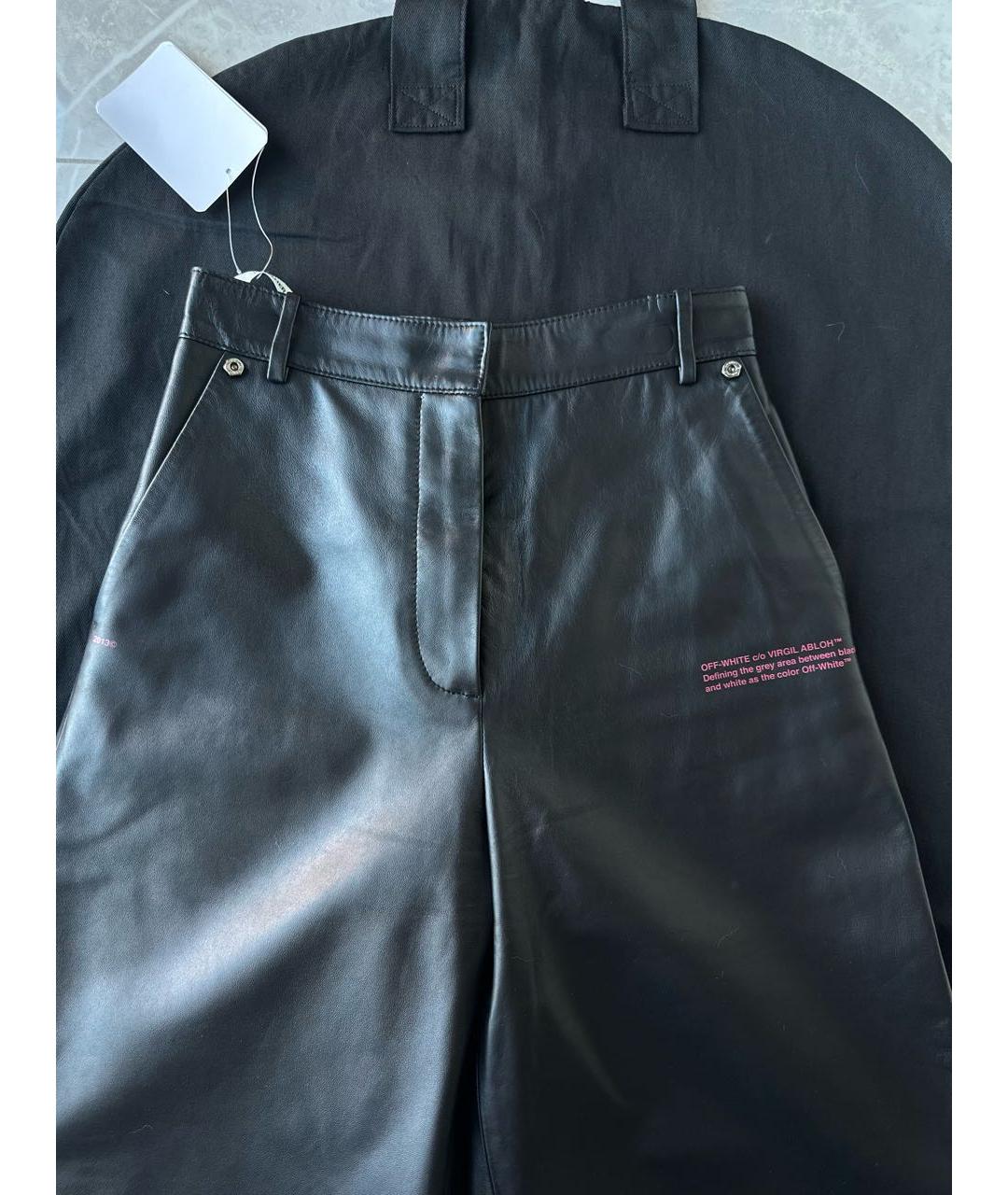 OFF-WHITE Черные кожаные кюлоты, фото 3