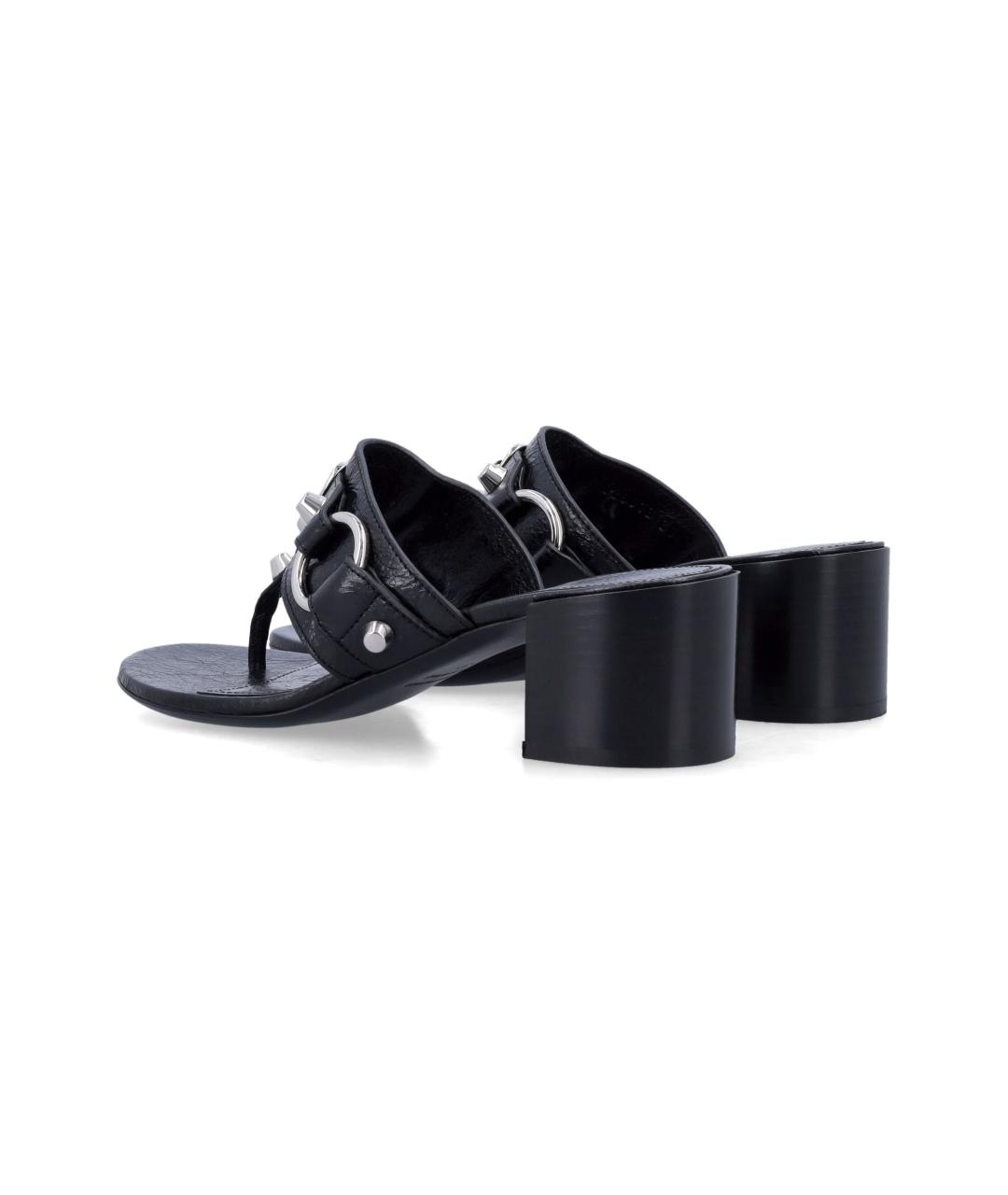 BALENCIAGA Черные кожаные мюли, фото 4