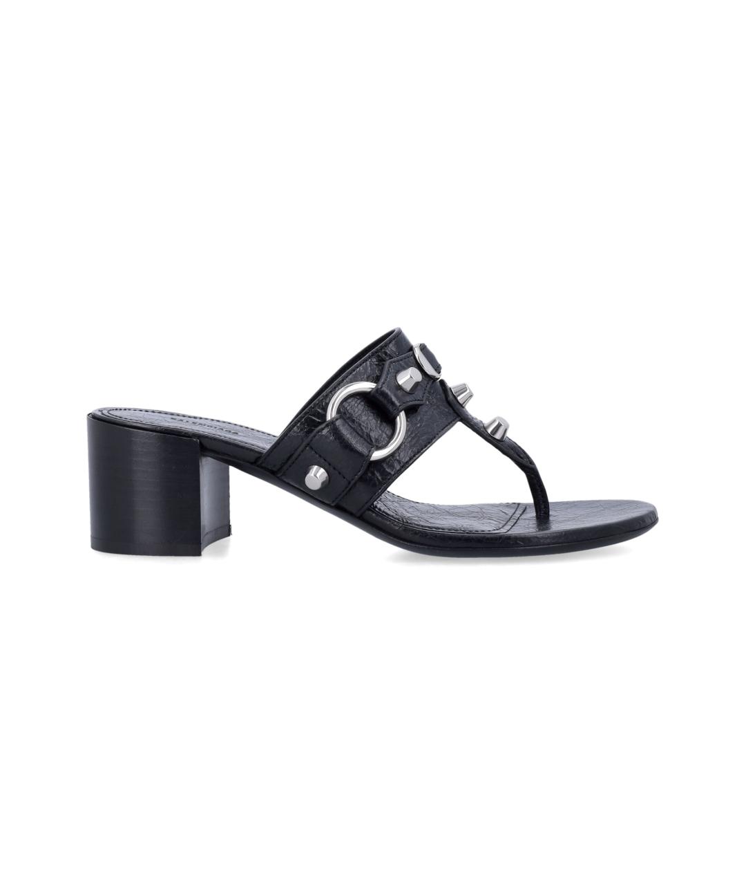 BALENCIAGA Черные кожаные мюли, фото 1