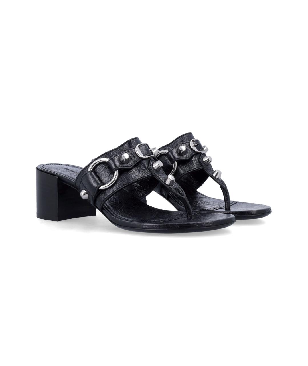BALENCIAGA Черные кожаные мюли, фото 2