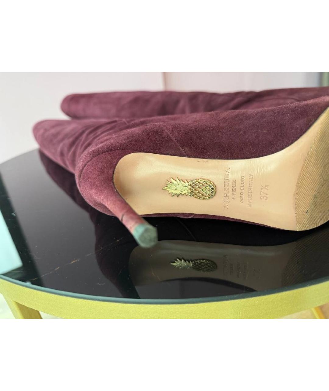 AQUAZZURA Бордовые ботфорты, фото 6