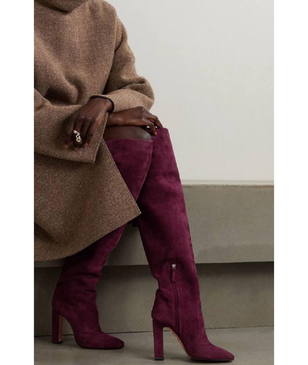 AQUAZZURA Бордовые ботфорты, фото 5