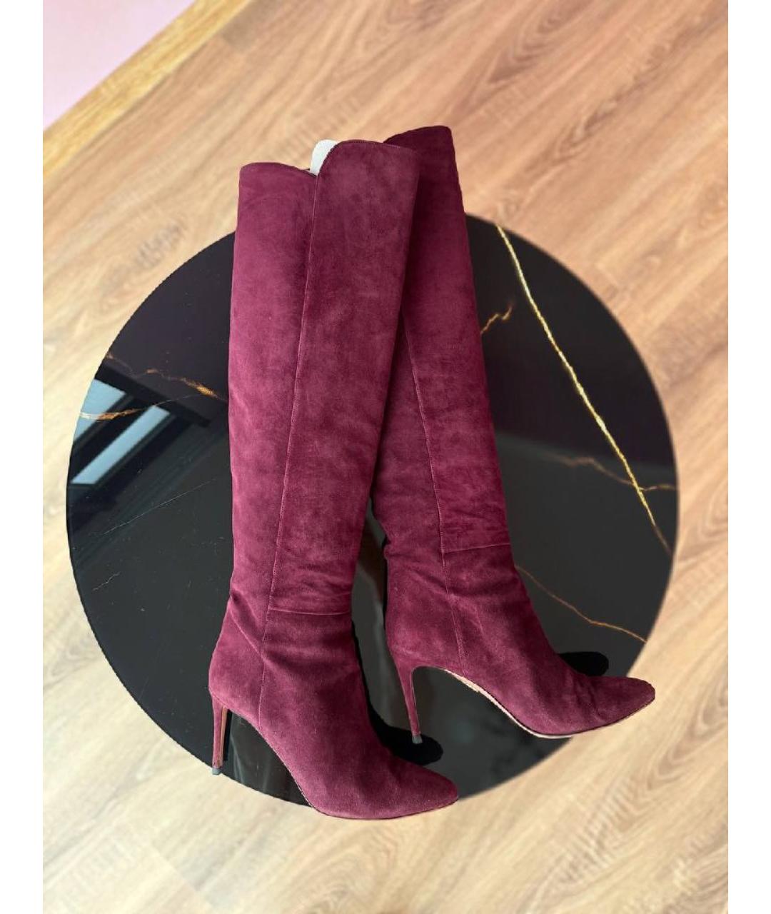 AQUAZZURA Бордовые ботфорты, фото 2