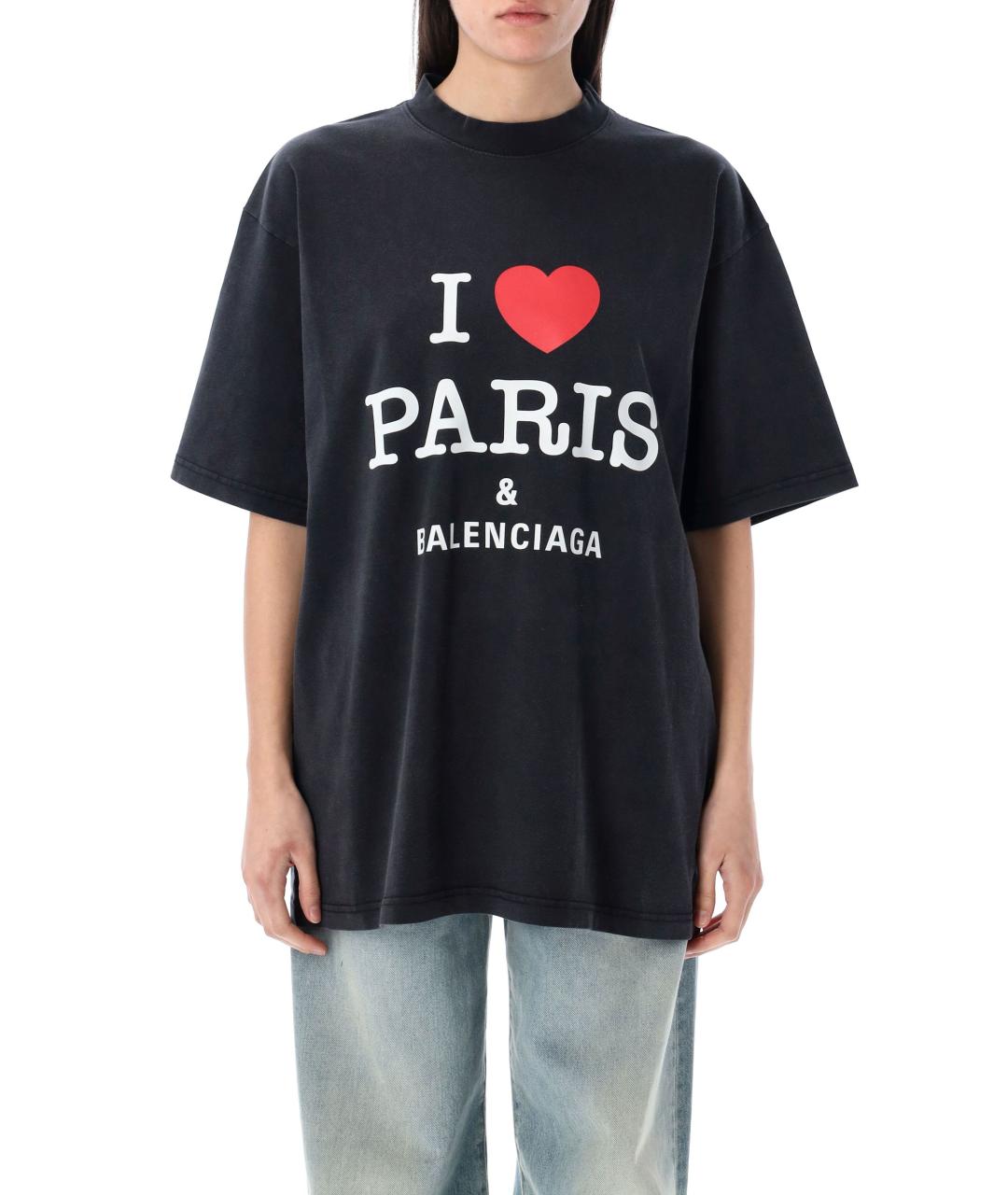 BALENCIAGA Черная хлопковая футболка, фото 2