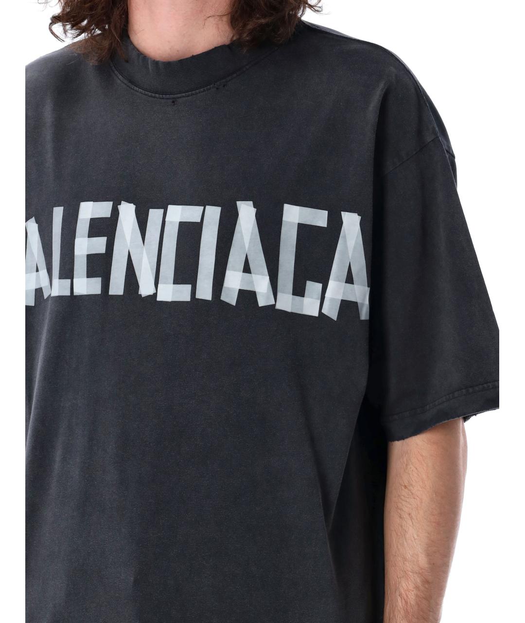 BALENCIAGA Серая хлопковая футболка, фото 4