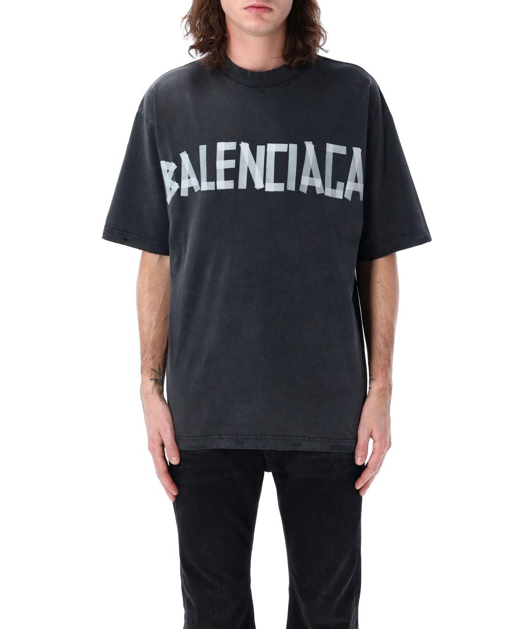 BALENCIAGA Серая хлопковая футболка, фото 2