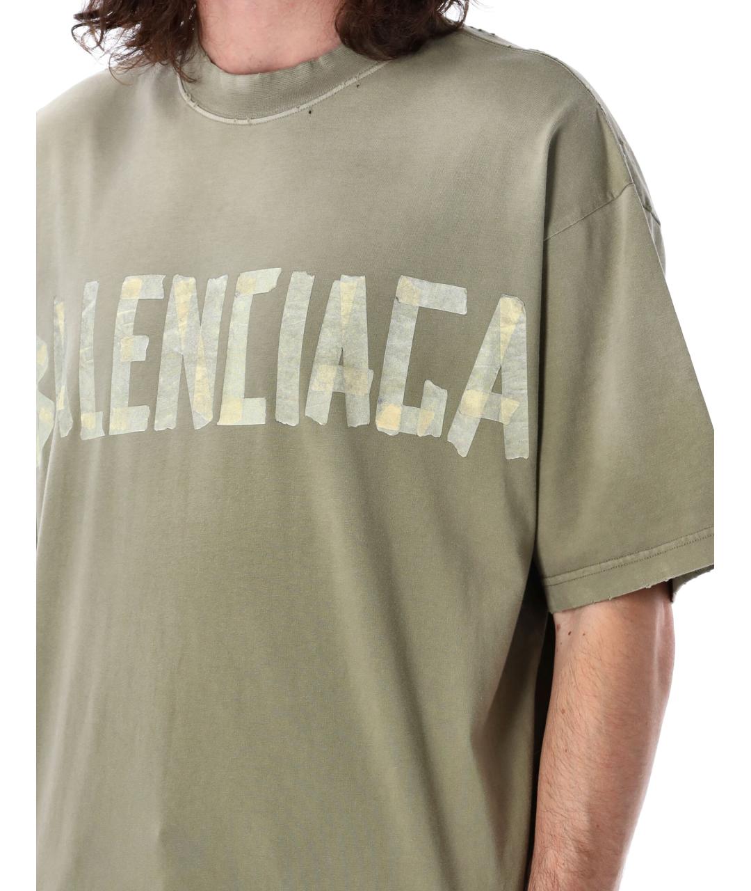 BALENCIAGA Бежевая хлопковая футболка, фото 4