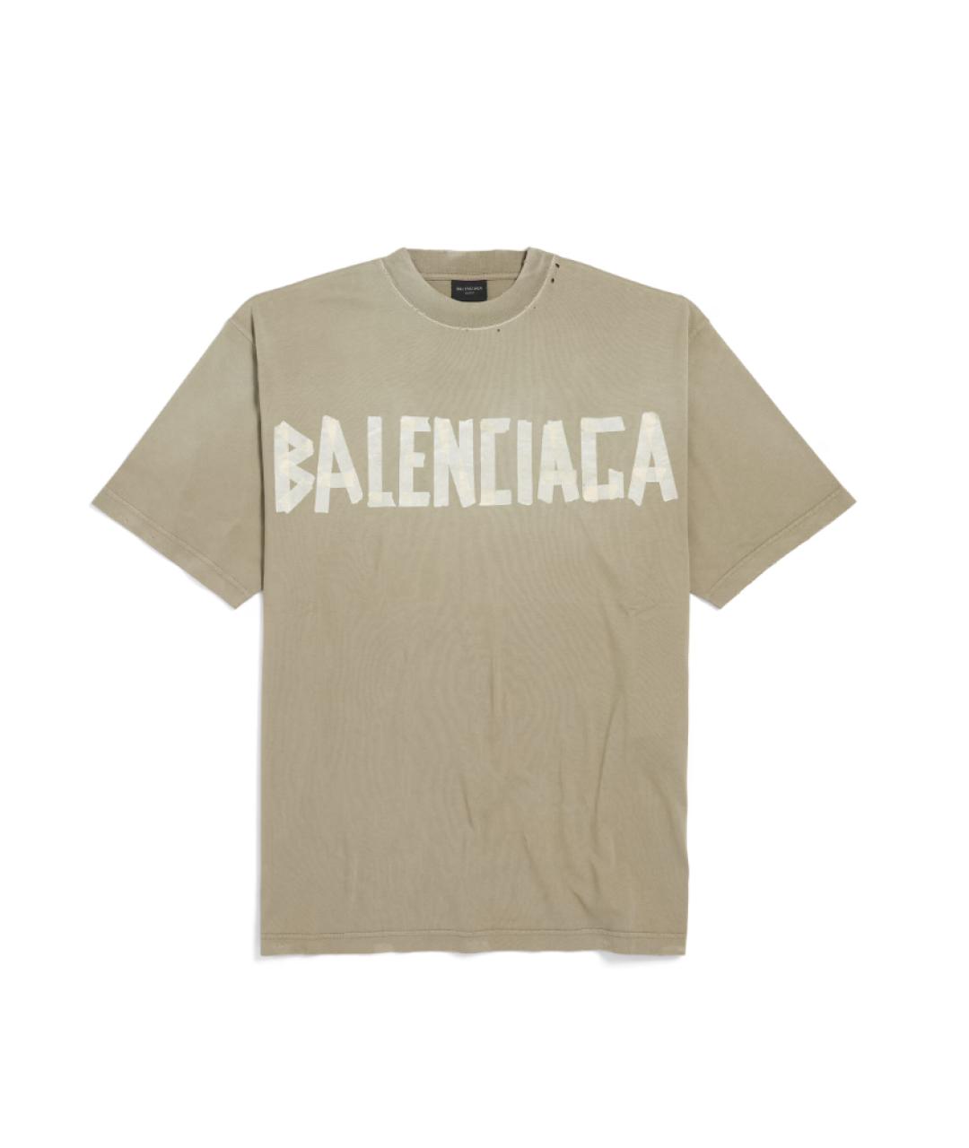 BALENCIAGA Бежевая хлопковая футболка, фото 1