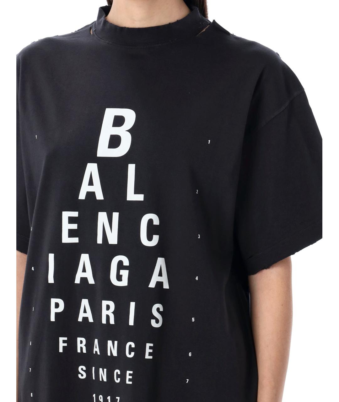 BALENCIAGA Черная хлопковая футболка, фото 4