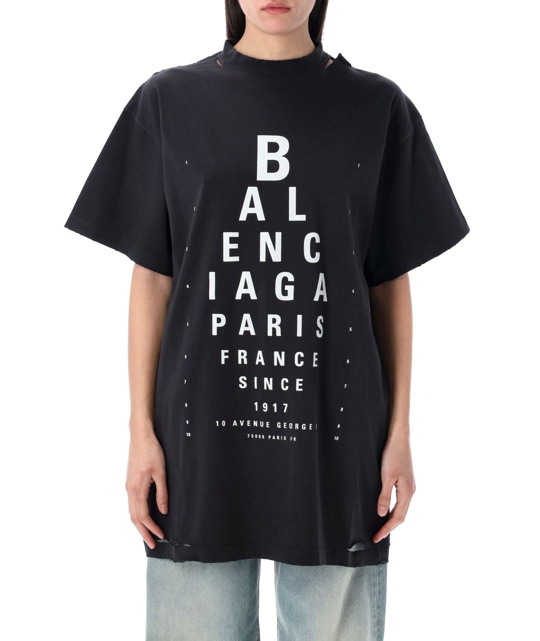 BALENCIAGA Черная хлопковая футболка, фото 2