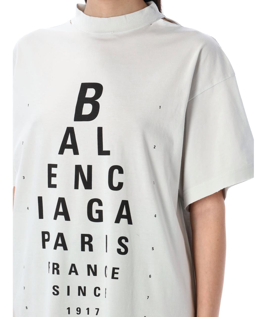 BALENCIAGA Белая хлопковая футболка, фото 4