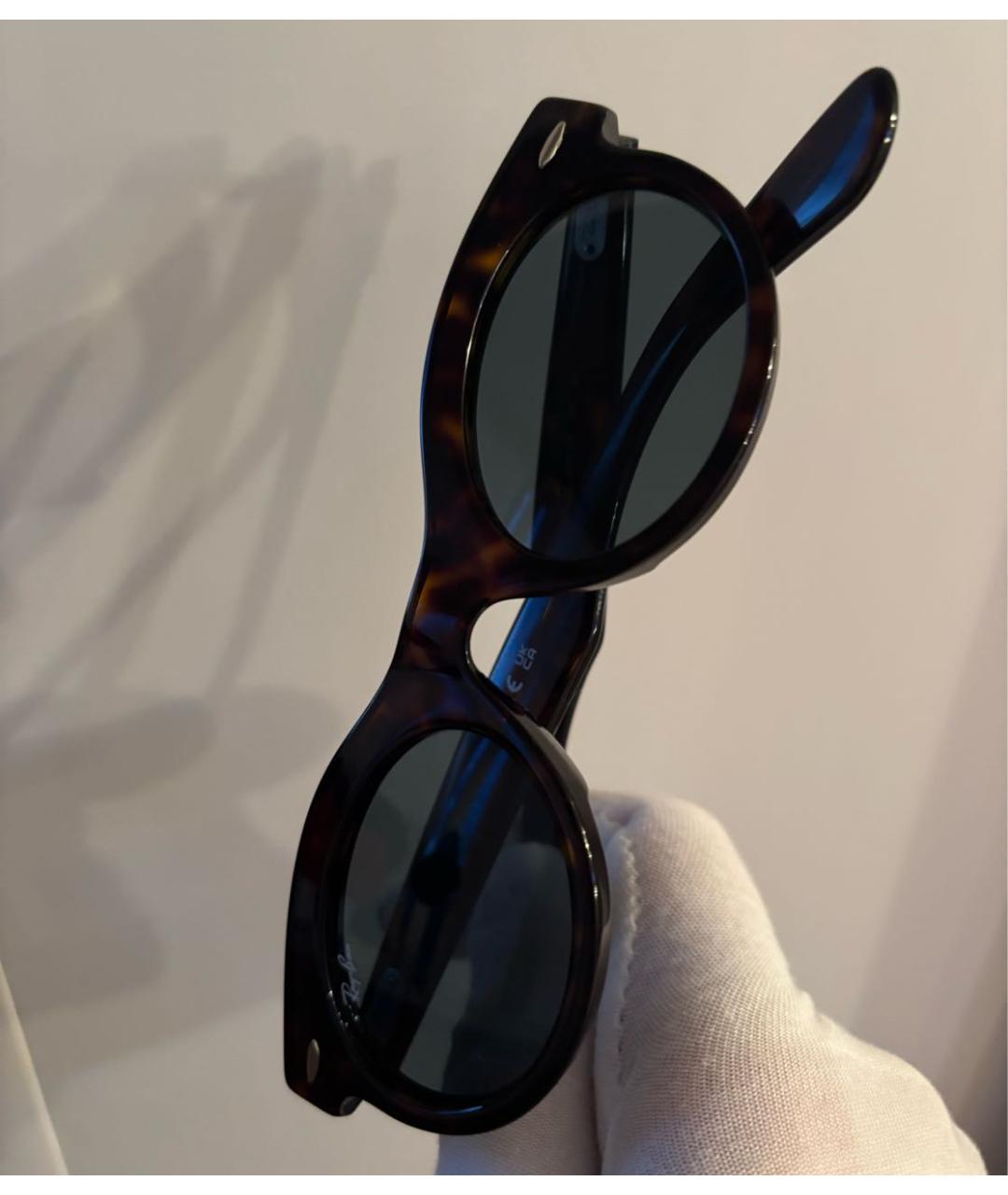 RAY BAN Коричневые пластиковые солнцезащитные очки, фото 4