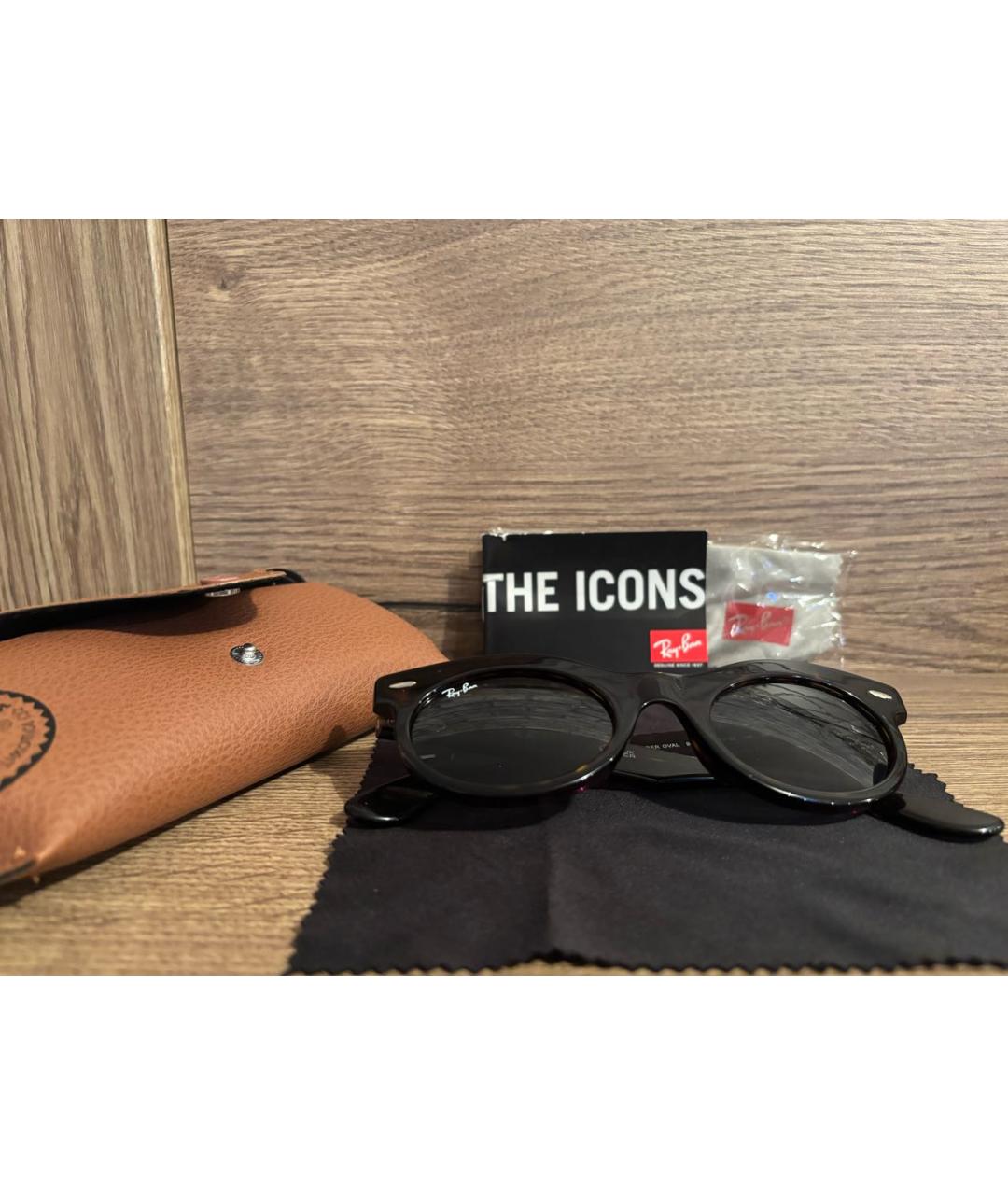 RAY BAN Коричневые пластиковые солнцезащитные очки, фото 2
