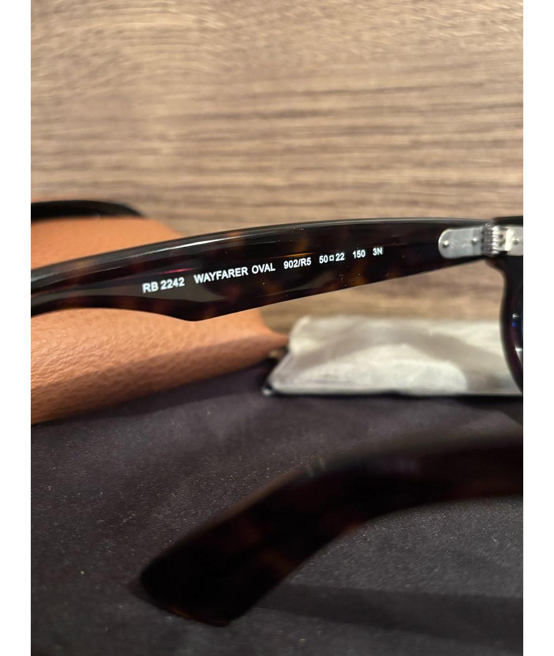 RAY BAN Коричневые пластиковые солнцезащитные очки, фото 3