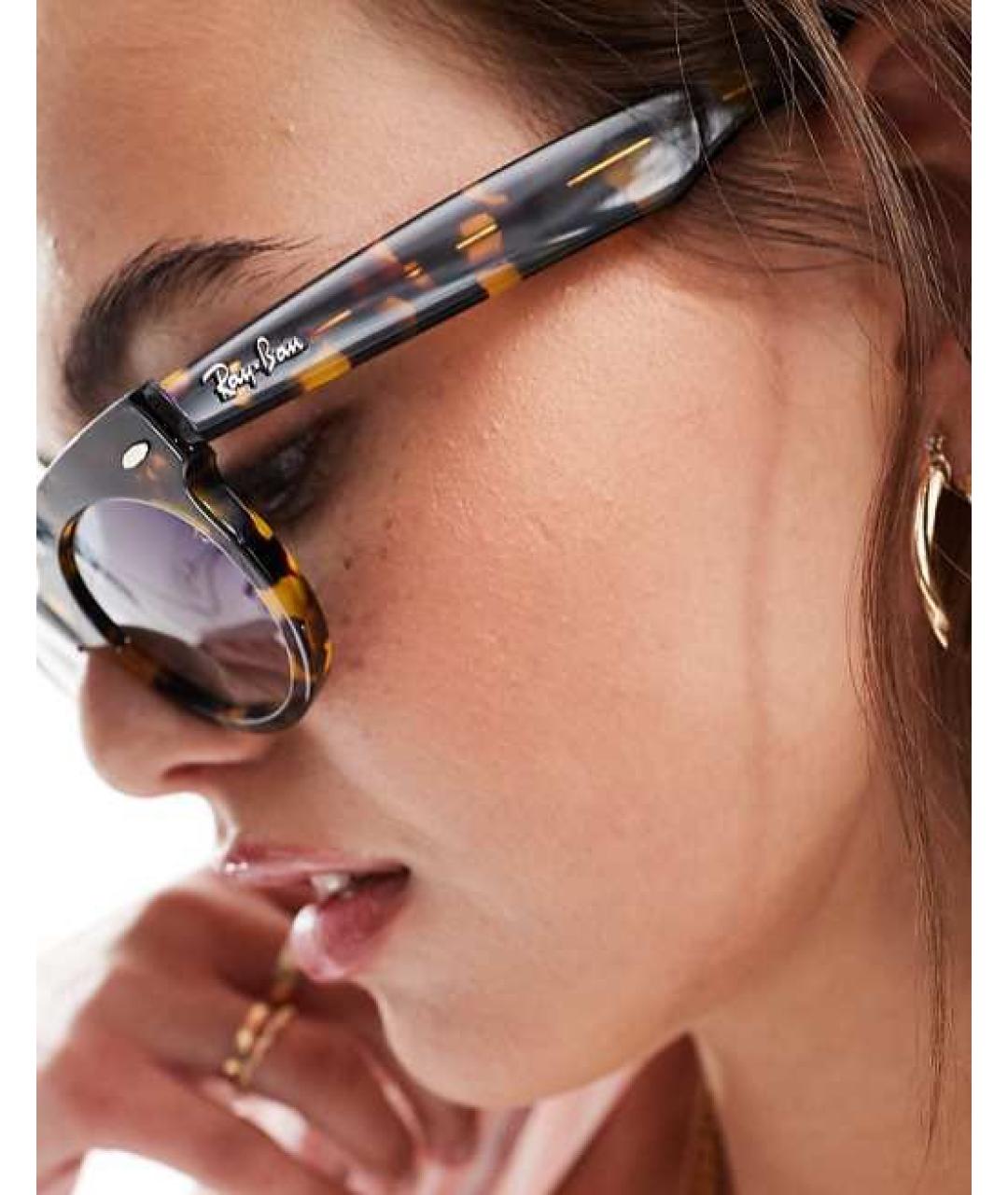 RAY BAN Коричневые пластиковые солнцезащитные очки, фото 7