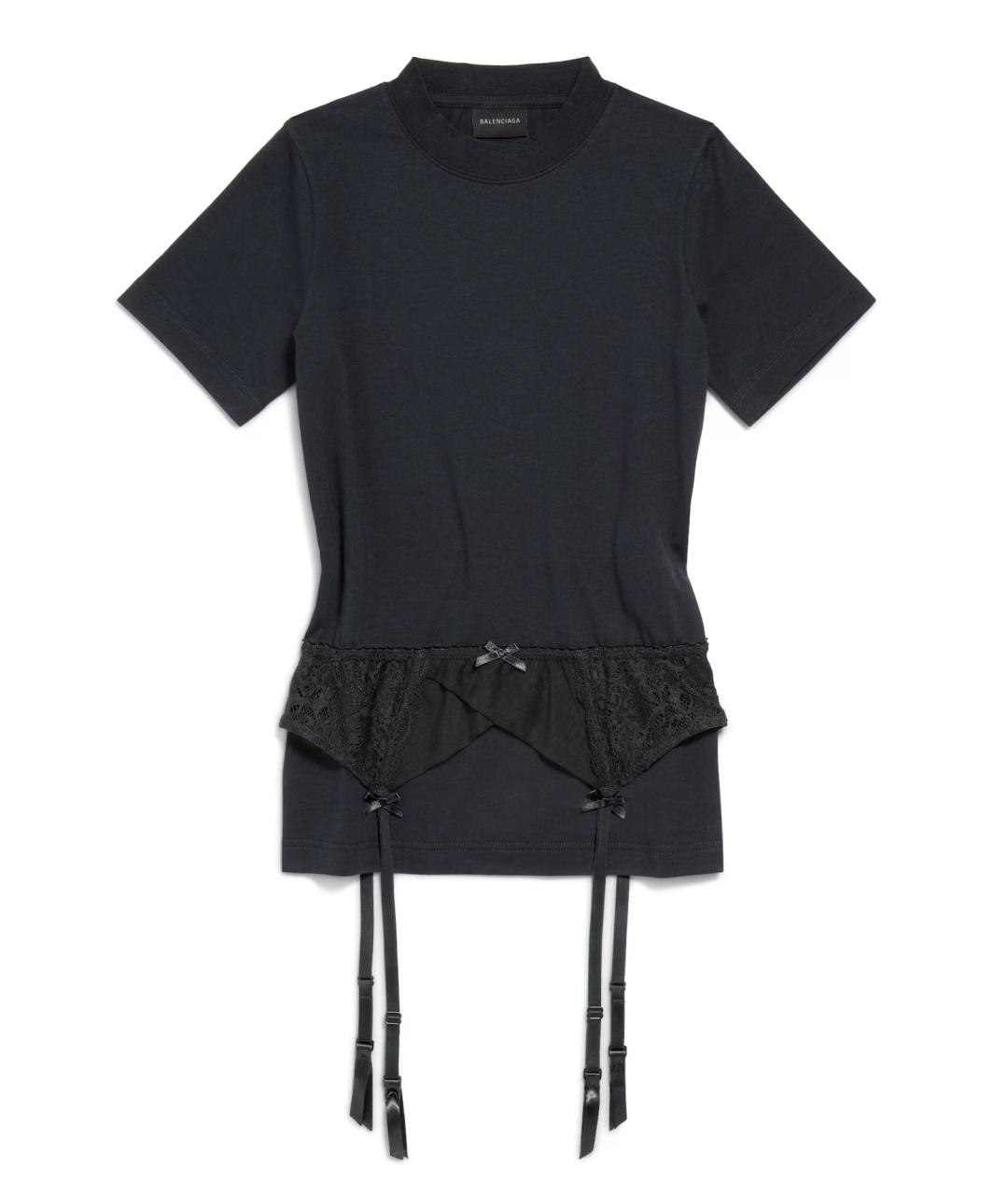 BALENCIAGA Черная хлопковая футболка, фото 1