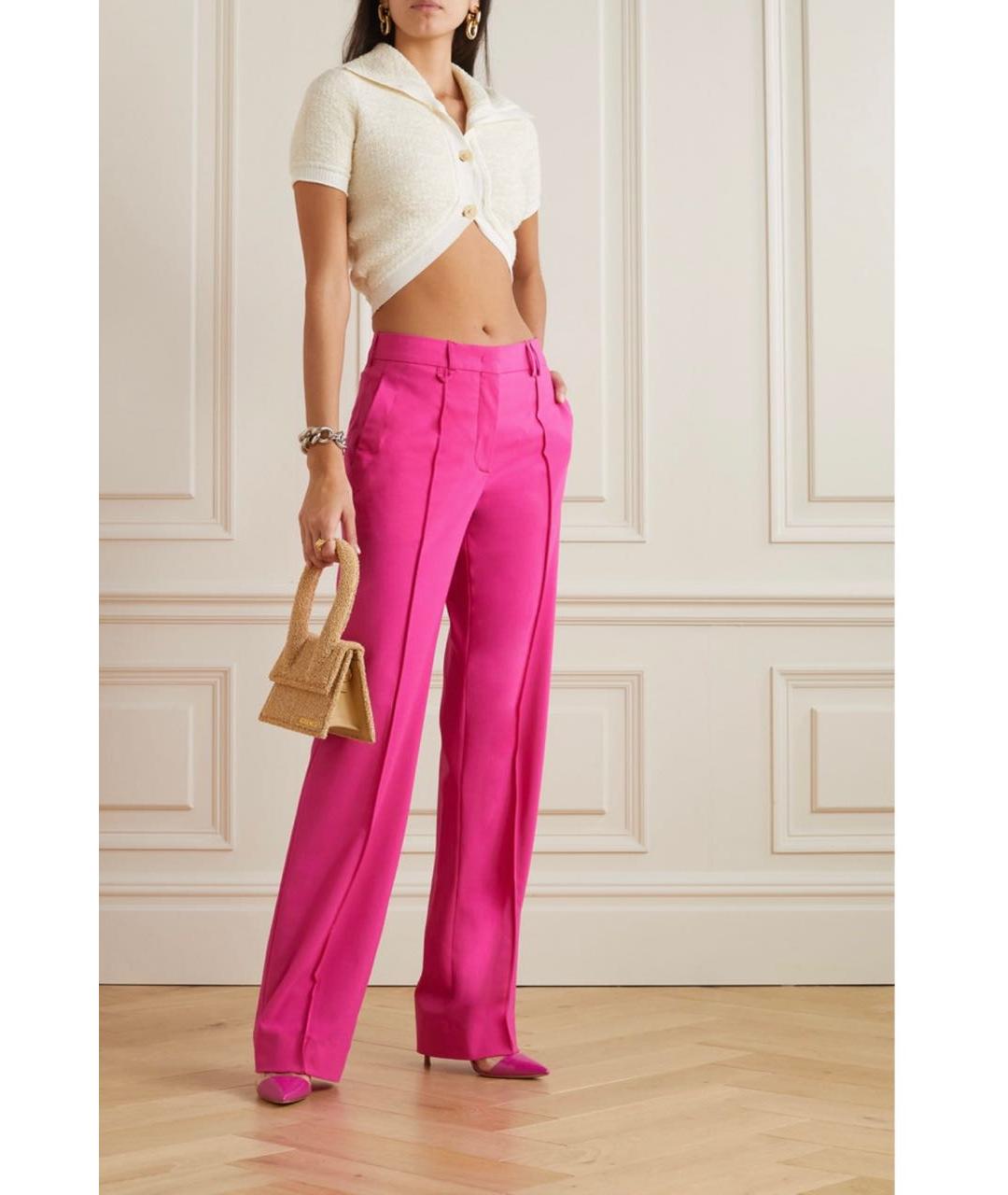 JACQUEMUS Фуксия шерстяные брюки широкие, фото 7