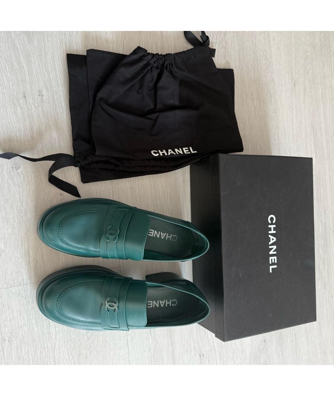 CHANEL Зеленые кожаные лоферы, фото 8