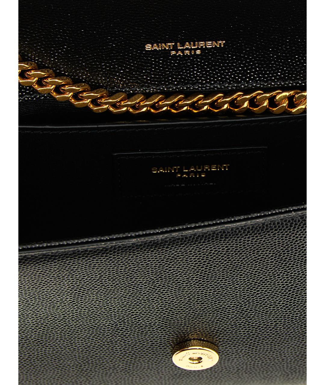 SAINT LAURENT Черная кожаная сумка через плечо, фото 3
