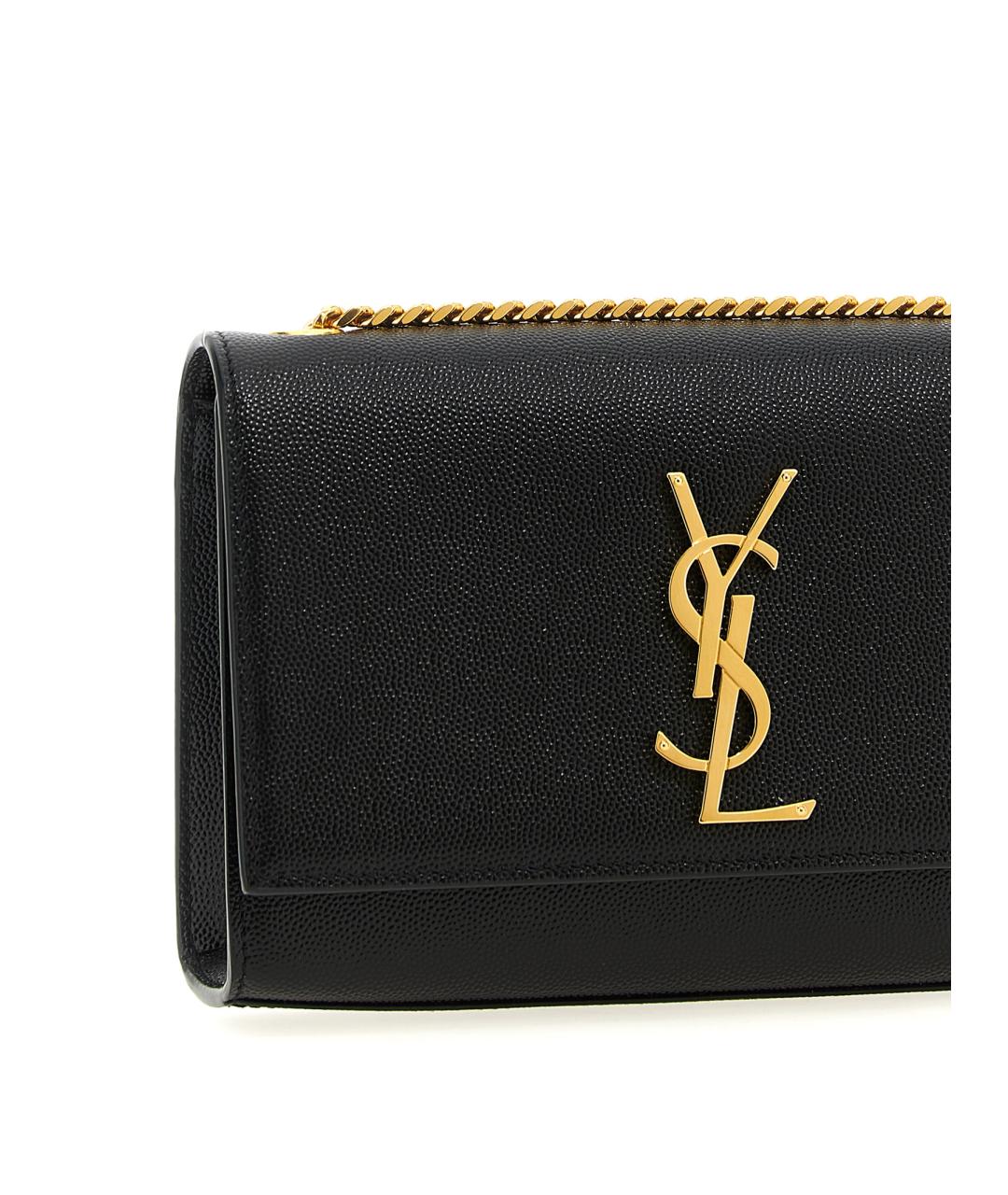 SAINT LAURENT Черная кожаная сумка через плечо, фото 2