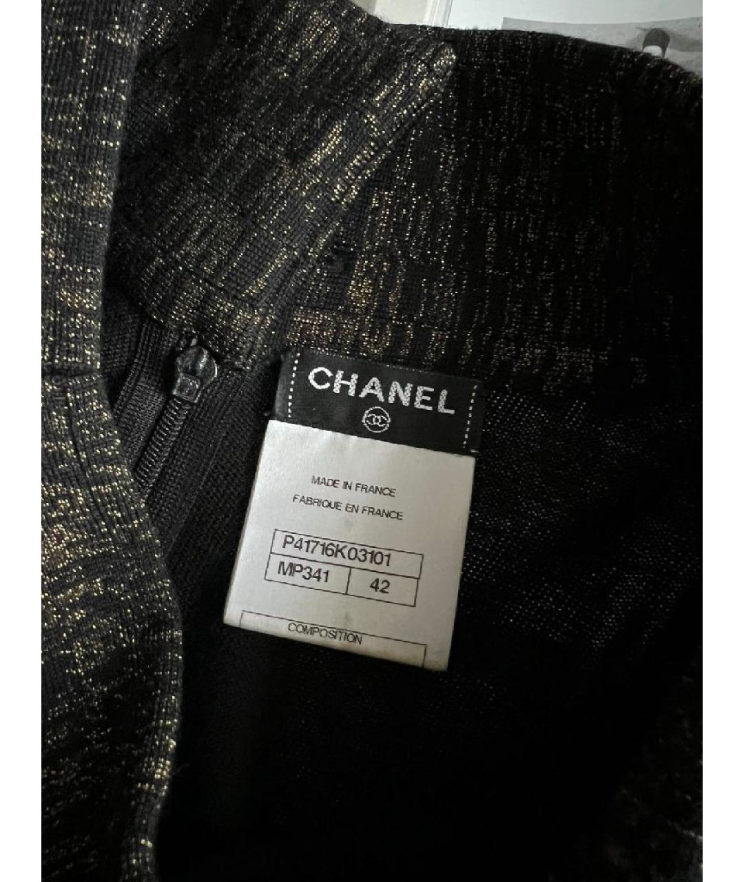 CHANEL Черное шерстяное повседневное платье, фото 7