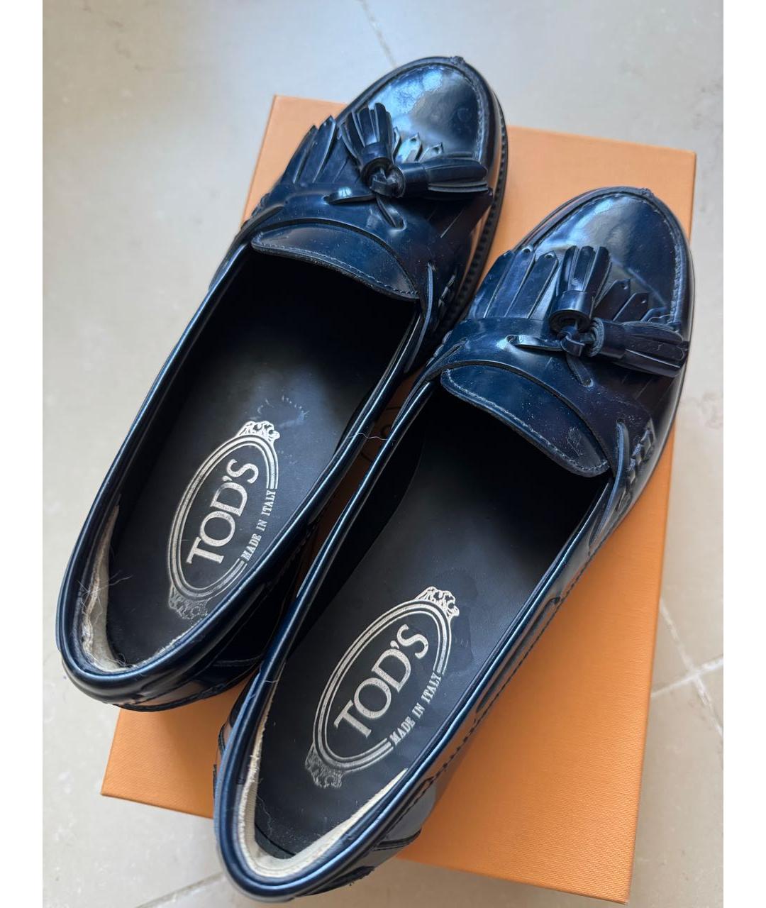 TOD'S Темно-синие лоферы из лакированной кожи, фото 3