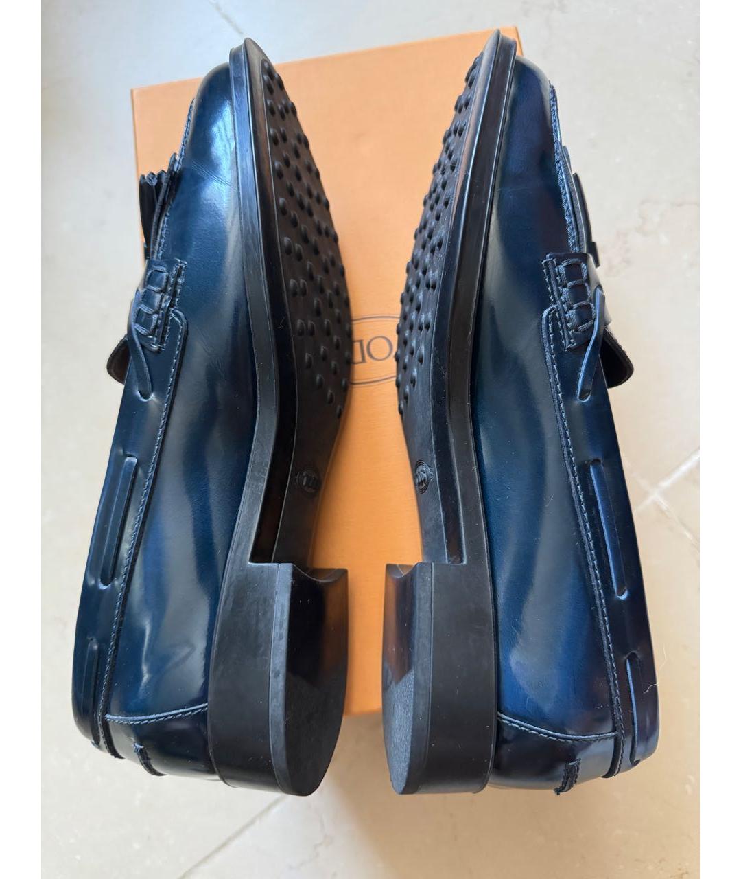 TOD'S Темно-синие лоферы из лакированной кожи, фото 6