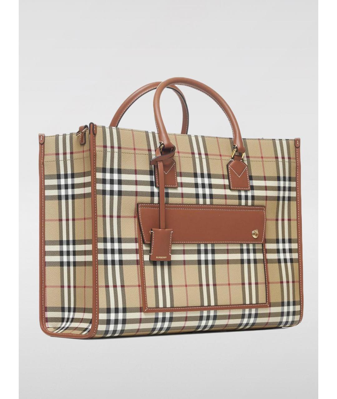 BURBERRY Бежевая сумка тоут из искусственной кожи, фото 3
