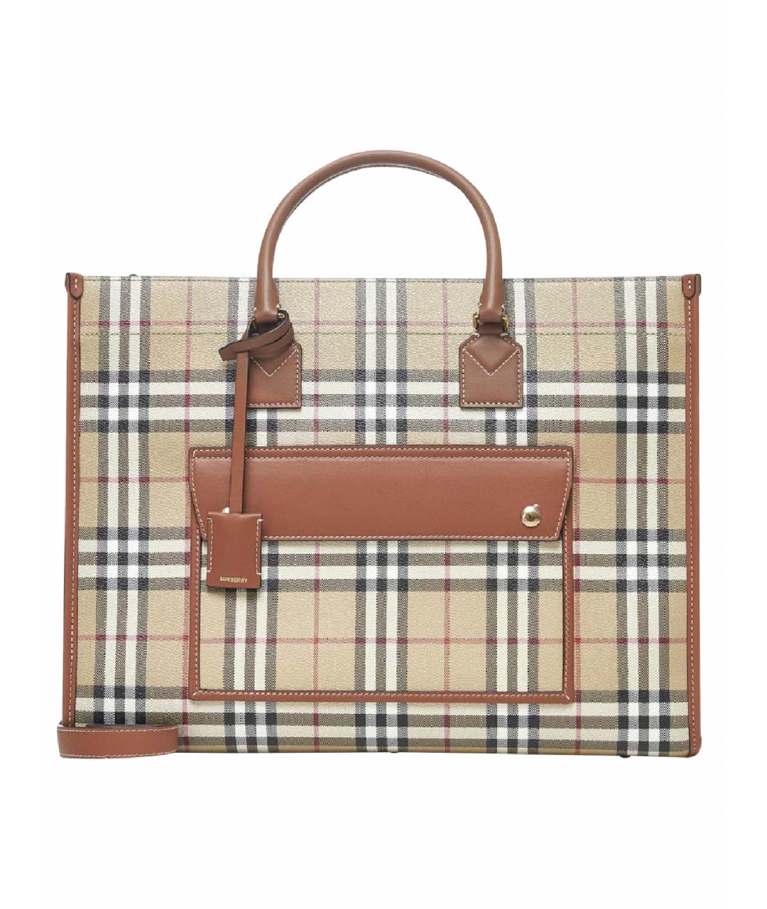 BURBERRY Бежевая сумка тоут из искусственной кожи, фото 1