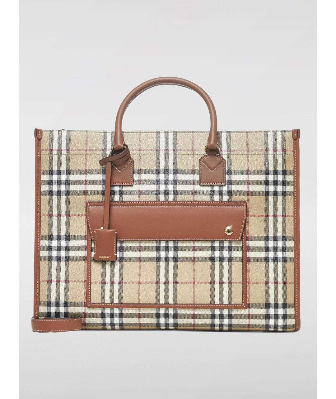 BURBERRY Бежевая сумка тоут из искусственной кожи, фото 6