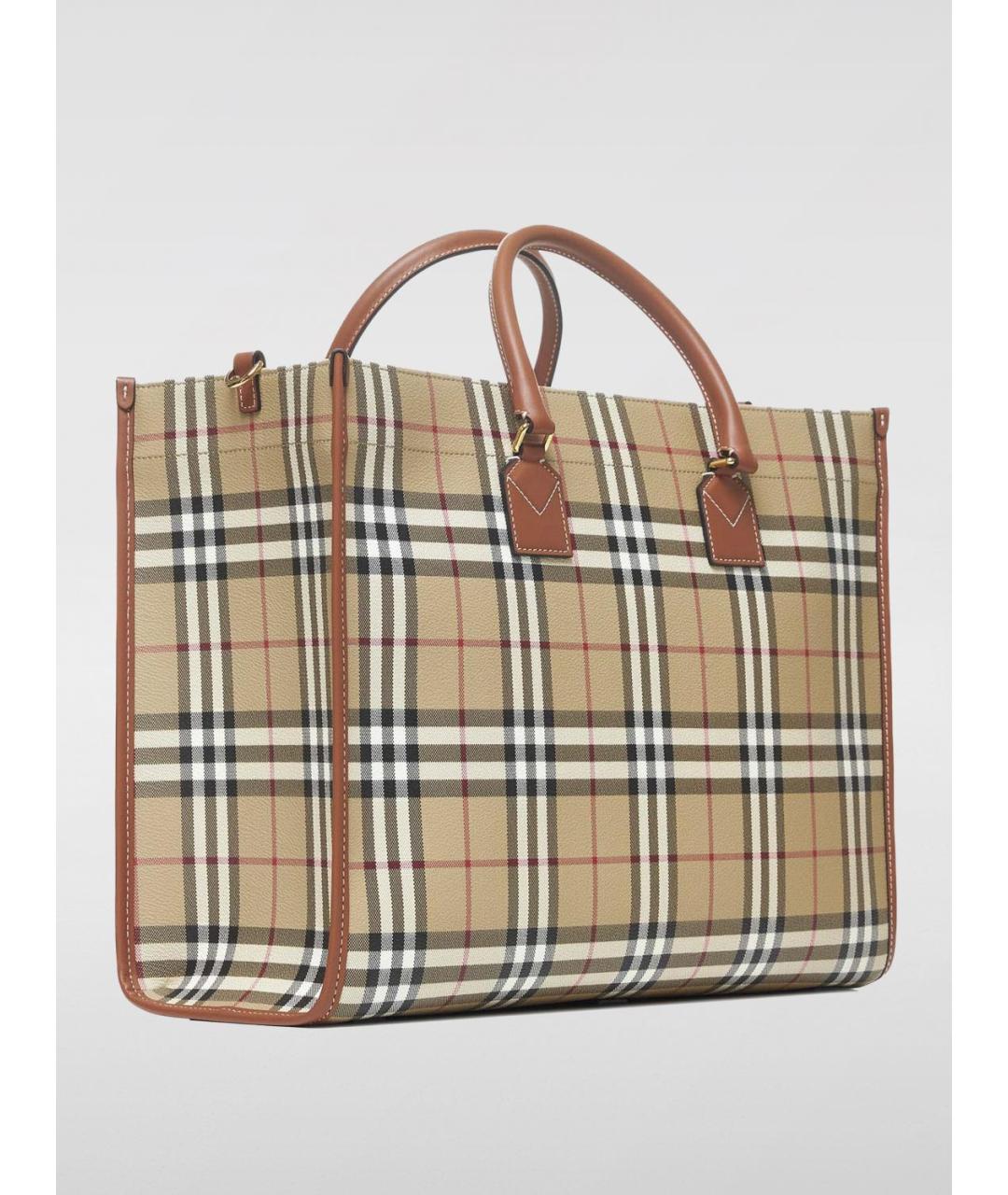 BURBERRY Бежевая сумка тоут из искусственной кожи, фото 2
