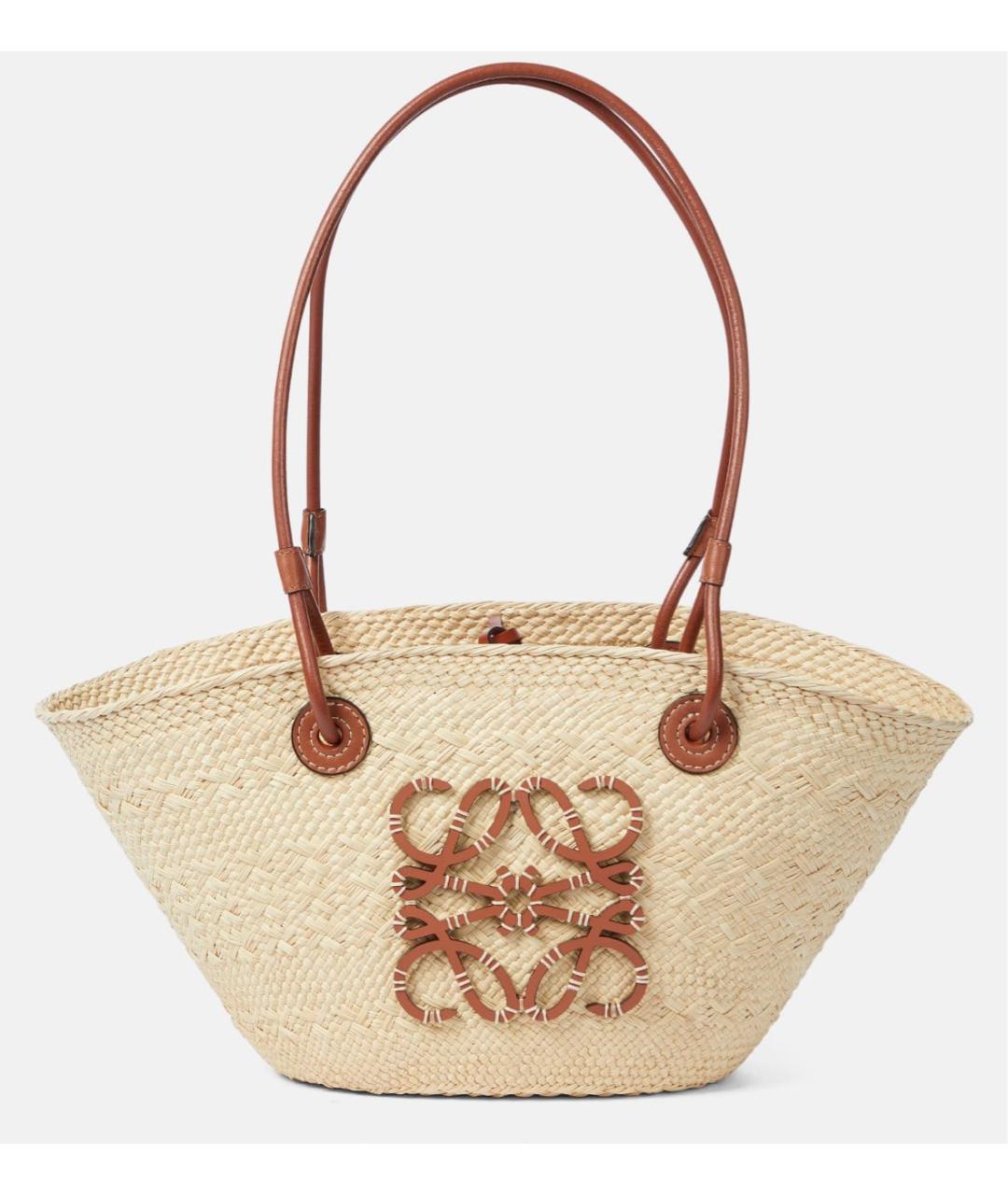 LOEWE Бежевая пелетеная пляжная сумка, фото 3