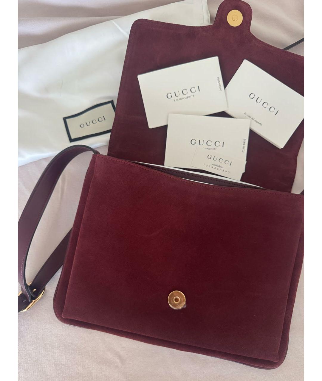GUCCI Бордовая замшевая сумка через плечо, фото 3