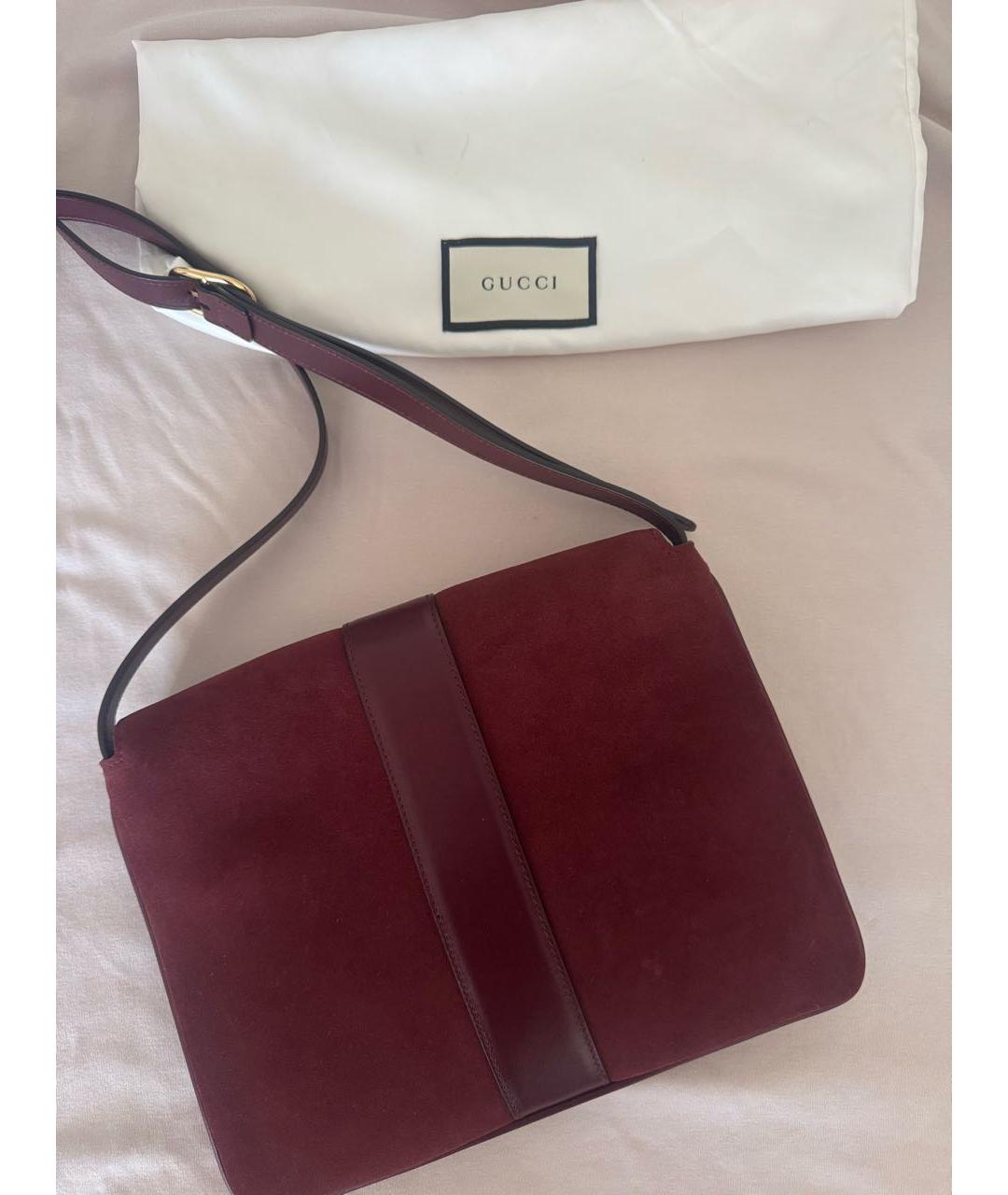GUCCI Бордовая замшевая сумка через плечо, фото 2