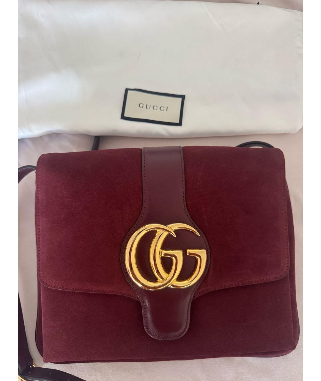 GUCCI Бордовая замшевая сумка через плечо, фото 8