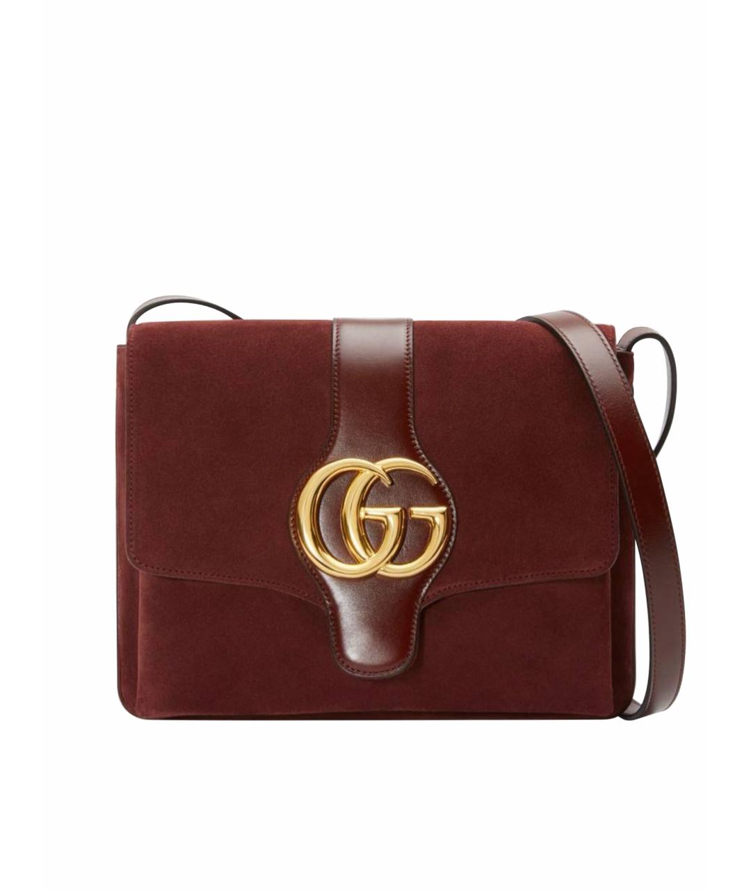 GUCCI Бордовая замшевая сумка через плечо, фото 1