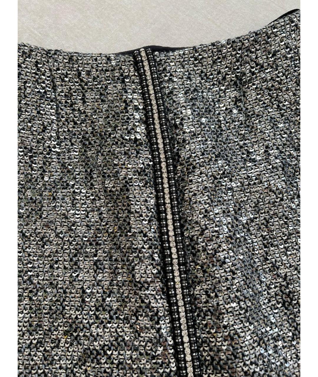 CHANEL Серебряная полиэстеровая юбка миди, фото 4