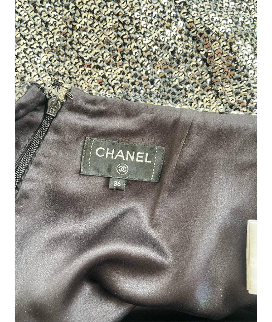 CHANEL Серебряная полиэстеровая юбка миди, фото 3