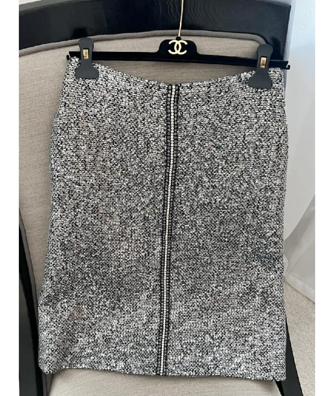 CHANEL Серебряная полиэстеровая юбка миди, фото 10