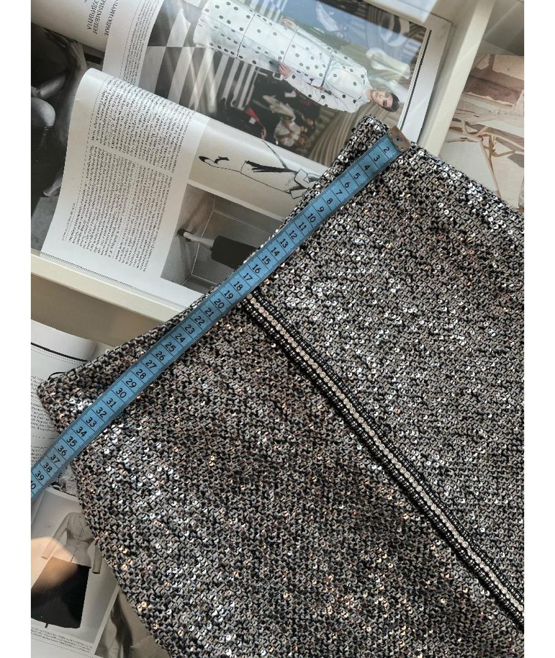 CHANEL Серебряная полиэстеровая юбка миди, фото 5
