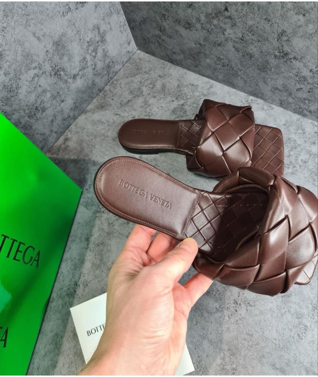 BOTTEGA VENETA Коричневые кожаные мюли, фото 4