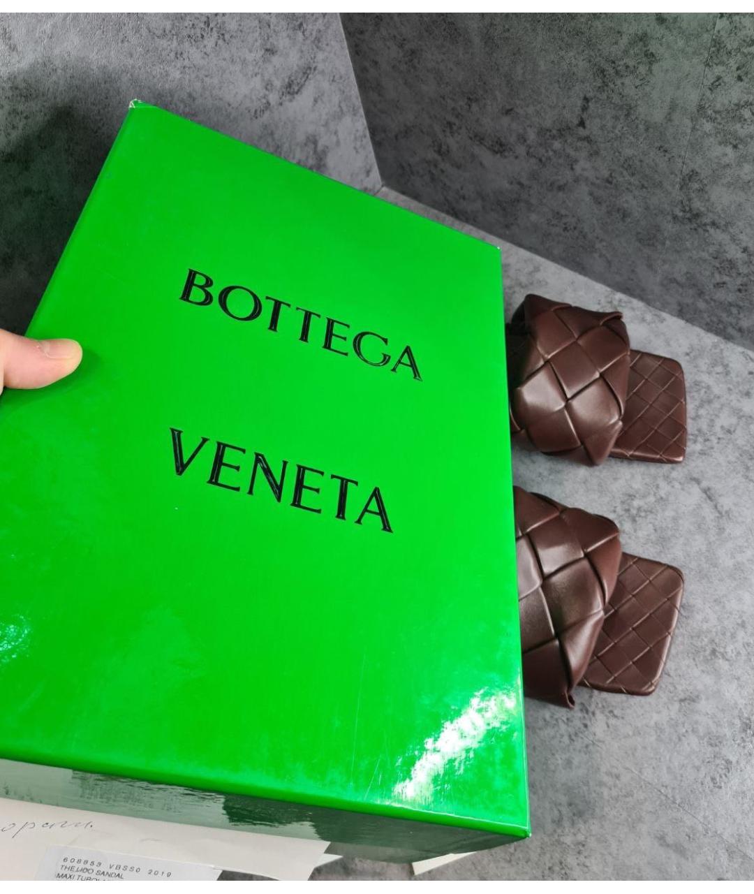 BOTTEGA VENETA Коричневые кожаные мюли, фото 8