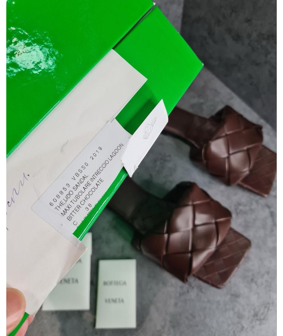 BOTTEGA VENETA Коричневые кожаные мюли, фото 7