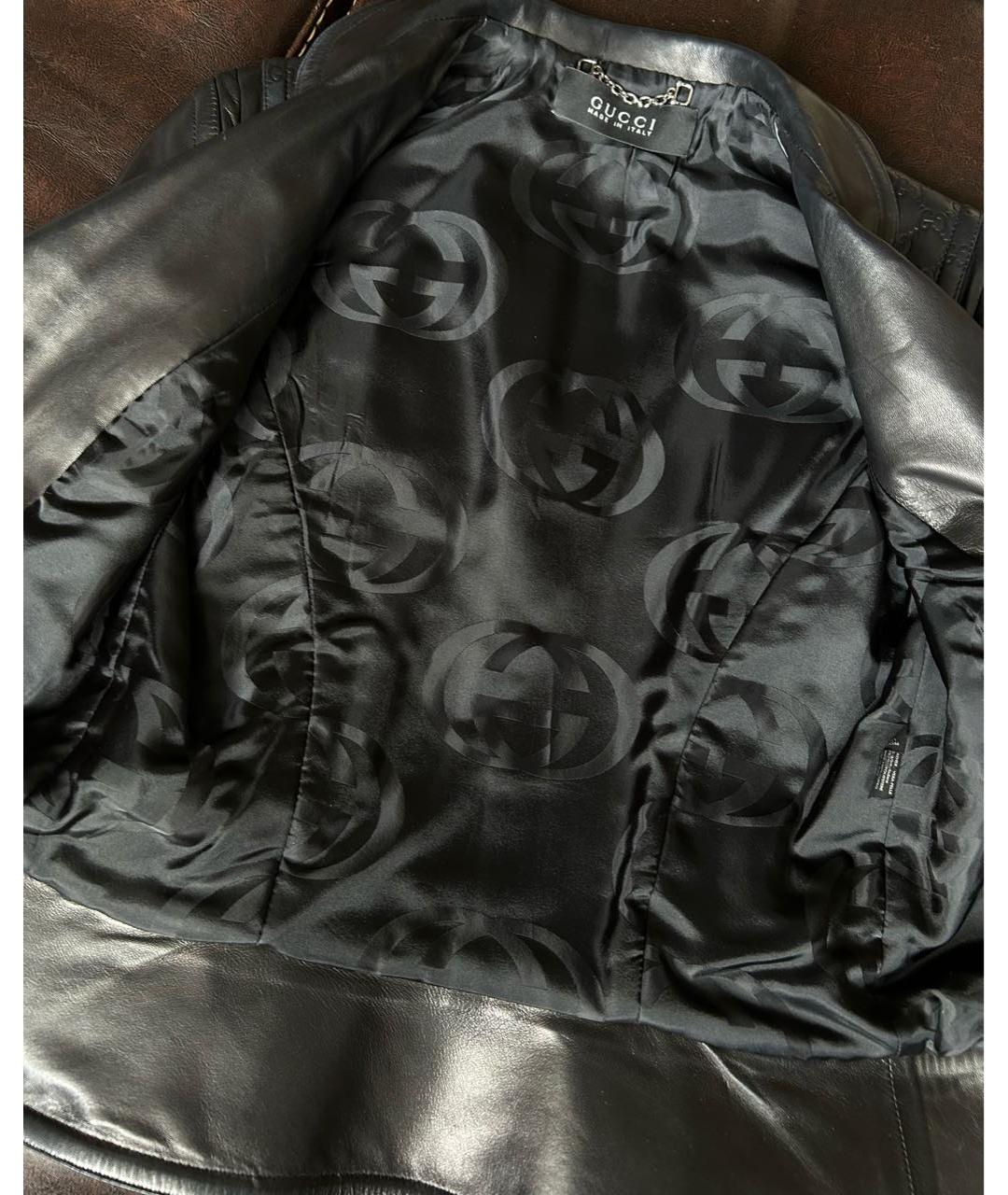 GUCCI Черная кожаная куртка, фото 4