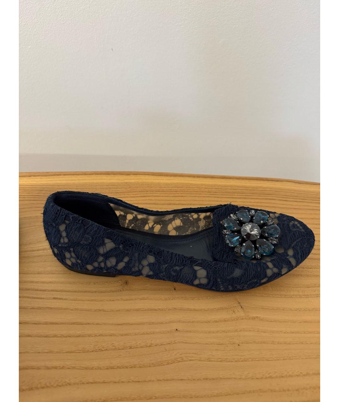 DOLCE&GABBANA Синие текстильные балетки, фото 6