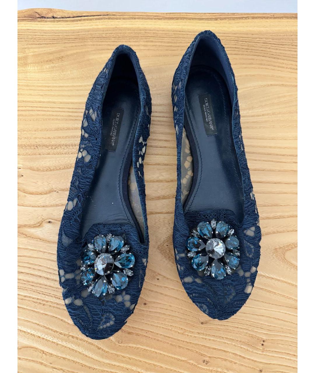 DOLCE&GABBANA Синие текстильные балетки, фото 3
