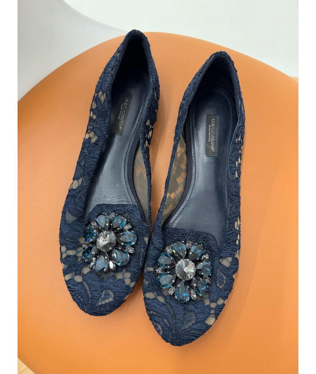 DOLCE&GABBANA Синие текстильные балетки, фото 2